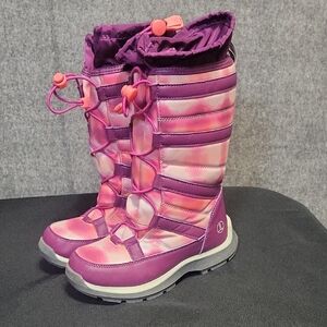 Lands' End Snowflake Insulated Winter Snow Boots Pink Purple Girls Kids Size 1